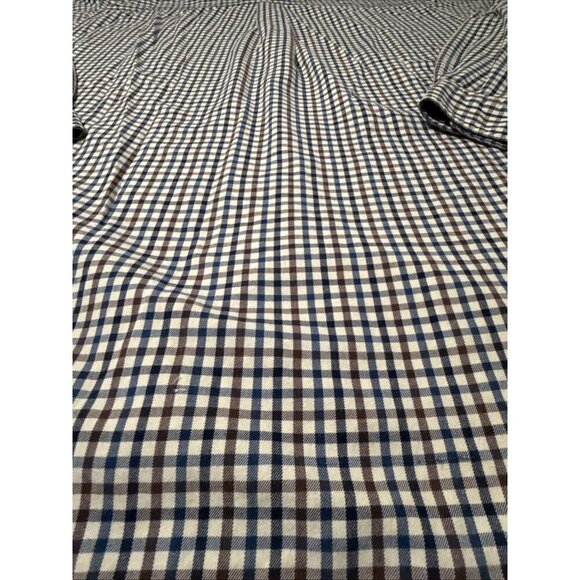 J Ashford Mens Shirt XXL Button Down Long Sleeve Checker Blue Rust Red - Picture 6 of 9